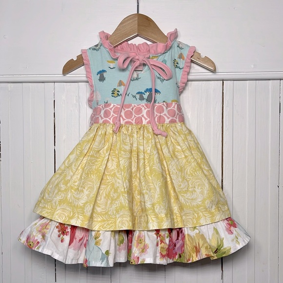 GIGGLE MOON EUC Yellow Plum Feathers Madison Dress - Picture 1 of 5
